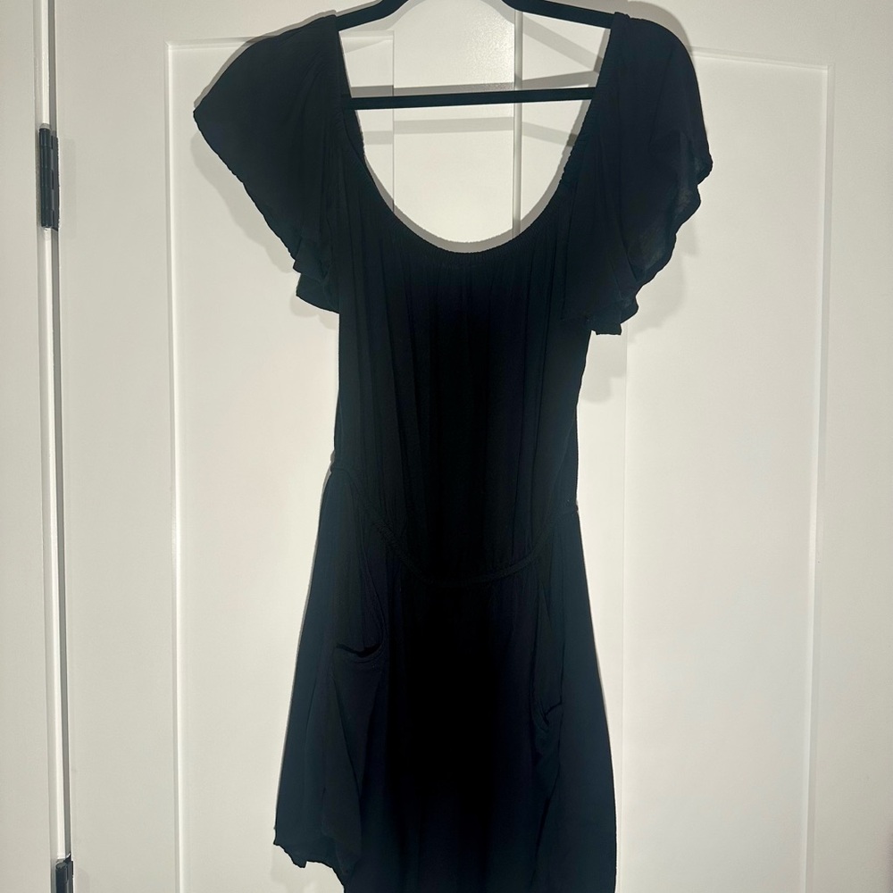 Black Short Sleeve Off Shoulder Romper